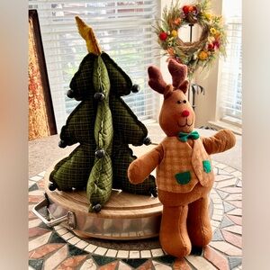 Stuffed Plush Christmas Tree and Rudolf the Reindeer decorations